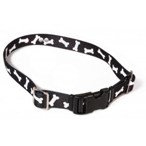 eXtreme Dog Fence Replacement Containment and Training Collar Strap-Large: 18" - 27" x 1"-Black w/ White Bones