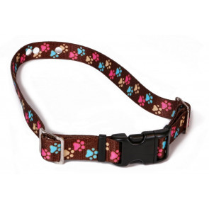 eXtreme Dog Fence Replacement Containment and Training Collar Strap-Small: 10" - 12" x 3/4"-Brown w/ Colorful Paws